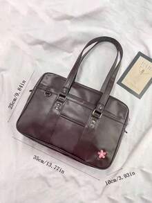 韩版新款枕头手提包复古单肩包上班通勤大容量托特包不含吊坠，吊坠仅作造型用 - 摩卡棕 - 查看 7