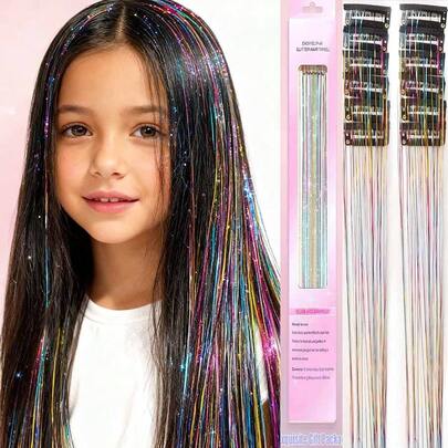 20-Inch 12pcs Rainbow Fairy Glitter Hair Accessories Set For Girls, Women, Kids, Heat Resistant, Suitable For Festivals, Parties, Christmas, New Year, Halloween, Cosplay And More