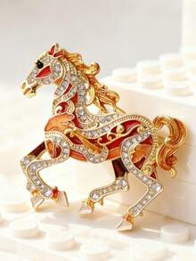 时尚水钻马胸针 - 优雅的马成功动物别针，适合女性中性派对服装配饰/朋友聚会徽章礼物圣诞节 - 馬 - 查看 8