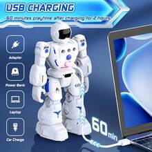 1pc Programmable Remote Control Robot Toy, Capable Of Walking, Sliding, Singing, Dancing, Automatic Demonstration, Storytelling, Self-Programming, Sensor Mode, Rechargeable, Suitable For Children Ages 3-6, Great Gift For Boys And Girls On Christmas, Halloween, Easter, Birthday, New Year