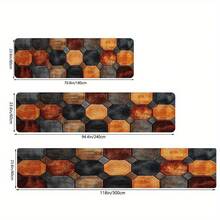 1pc Orange And Black Octagon Pattern Runner, Long Rug, Bathroom, Non-Slip Running Carpet, Bedside/Sofa Area Rugs, Kitchen Floor Mats, Washable Indoor Decorative Rug, Suitable Bathrooms, Bathtub Side, Hallway, Balcony, Bedroom, Entryways, Outdoor, Home Aesthetic Graduation Season Decoration - 黑色 - 查看 7