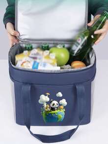 1pc Cartoon Car Pattern Insulated Lunch Bag, Large Capacity Lunch Box Tote Bag, Aluminum Foil Lining, Suitable For Work Commute - 28*24*21CM - View 10