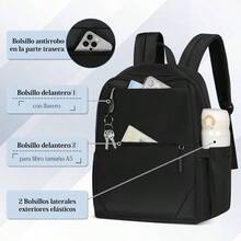 Mochila para laptop 15.6 pulgadas, Mochilas para hombre y mujer, Mochila impermeable, Mochila de viaje, aprobada por las aerolneas, Trabajo, Viajes, Negro - inicial - Ver 3
