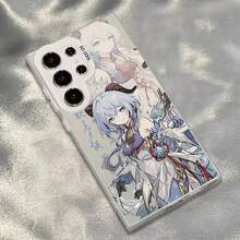 Funda de teléfono de color degradado resistente y dura de anime plateado de  Girl compatible con Samsung Galaxy S25 S24 S23 S22 S21 S20 S30 Ultra FE Plus 5G Note 20 S25Ultra S24Ultra S23Ultra S22Ultra S21Ultra, accesorios de moda lindos y modernos para smartphones, funda protectora, bolsa de teléfono, último color fresco, sensación mate plateada - Mezcla de colores - Ver 5