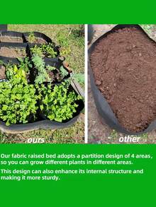 1Pc Fabric Raised Garden Bed Square Garden Flower Planting Bag Vegetable Planting Bag Plant Pot Flower With Handle For Flowers Vegetables Plant, Potatoes , Rectangle Planting Container For Outdoor Indoor Gardening - Multicolor - View 6
