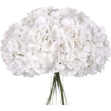 Silk Hydrangea Heads With Stems Artificial Flowers Heads For Home Wedding Decor,Pack Of 10 (White) - Đỏ claret mới - Xem 9