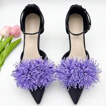 2pcs New Detachable Tassel 3D Embroidered Shoe Clips Decorative Accessories For High Heels, Sandals - Multicolor - View 13
