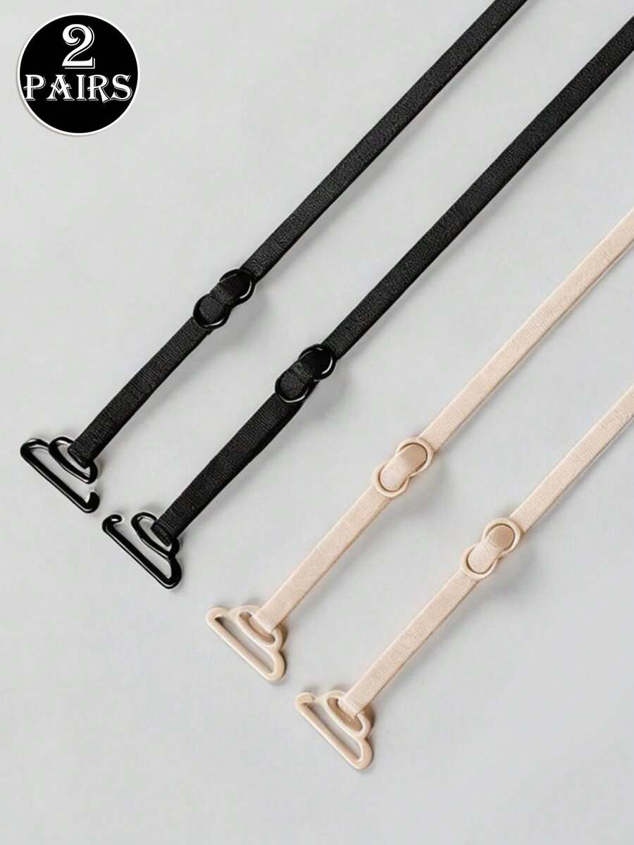 2 Pairs Ultra-Thin Transparent Bra Straps, Convertible & Anti- - Multicolor - View 1