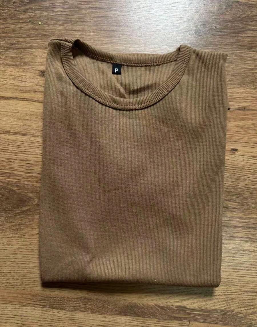 Men's Ribbed American Style T-Shirt..SLIM FIT MODEL - Lạc đà - Xem 1