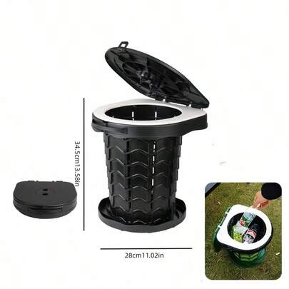 1pc Outdoor Foldable Toilet, Portable Washable Camping Toilet, RV Potty, Emergency Camping Sanitary Supplies