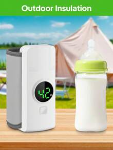 1 件 6 档温度显示奶瓶加热器套，可充电电池供电，便携式牛奶加热器，使牛奶/水保持 35°C 以上，适合新生婴儿男孩和女孩，礼物 - 白色 - 查看 6