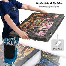 6-In-1 Multifunctional Puzzle Table-Not Easy To Fall Off | 6 Drawers, Portable Design, Felt-Backed Puzzle Board - All-In-One Educational Play Center - Black - View 6