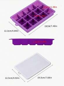 1 件硅胶蜂窝冰格冰块托盘，硅胶冰块模具，大容量冰箱冰盒，方形，易脱模，制冰方便，带盖密封包装，适用于婴儿食品，厨房配件带盖创意可堆叠 15 格冰盒易脱模冰格冰块模具厨房配件 - 彩色 - 查看 15