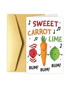 1/2/5/10 piezas Tarjeta de cumpleaños humorística para cualquiera - Diseño colorido de zanahoria dulce y lima, regalo divertido para él, ella, mamá, papá - Incluye sobre, adecuado para cumpleaños, felicitaciones, mejórate, buena suerte, página en blanco en el interior, regalo perfecto para el Día del Padre, Día de la Madre, varias festividades, aniversarios, fiestas, bodas y ocasiones especiales - Multicolor - Ver 17