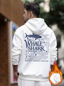 Men's Loose Fit Hoodie With Whale Shark Educational Print, Autumn/Winter New Arrival, Long Sleeve Top