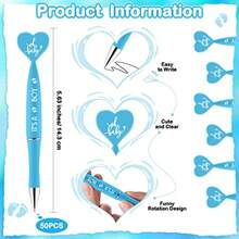DHarloon 50 Set Baby Shower Pens Favors For Guests It's A Boy Ballpoint Pens Baby Shower Party Favors Blue Cards 50 Organza Bags For Gender Reveal Gifts Game Prizes Souvenirs - 藍色 - 查看 2