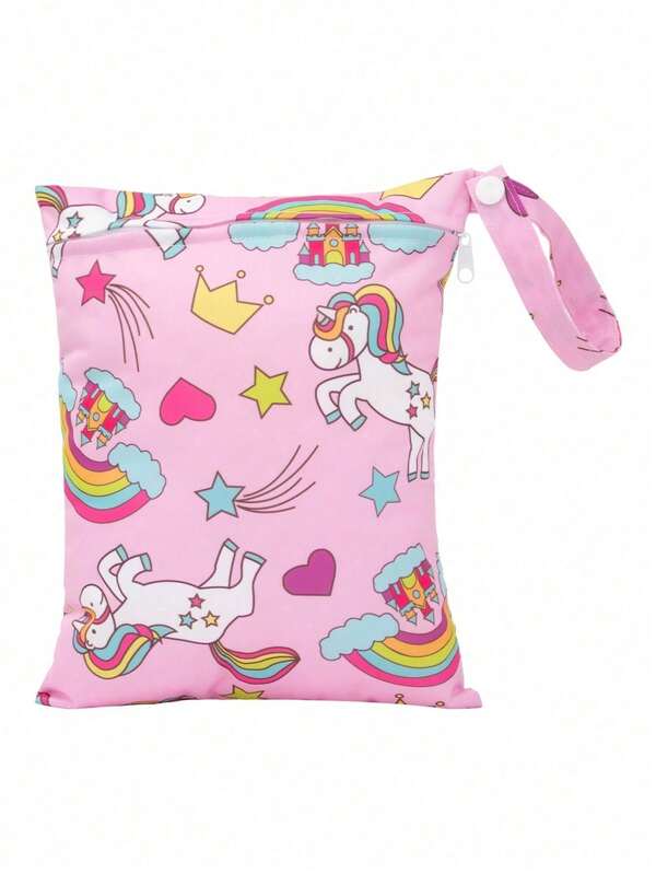 1pc Cartoon Print Portable Wet Bag For Daily Use