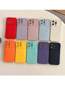 1 pieza Nuevo estuche protector de teléfono de alta gama con ojo de ángel de unicolor, gran ventana, piel mate, cobertura total, anti-caída, con forro de terciopelo, compatible con iPhone 13/14/15/16/17 Pro Max