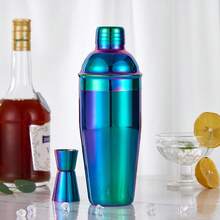 6 件套鸡尾酒调酒工具套装，不锈钢酒吧工具套件，波士顿调酒器，饮料搅拌器，带捣碎器、勺子、量酒器、过滤器 - 混色 - 查看 5