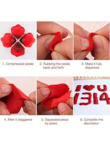 1000 piezas de pétalos de rosa artificiales, pétalos de flor de rosa de seda roja, adecuados para noche romántica, boda, propuesta, decoración floral de aniversario - Multicolor - Ver 4