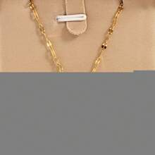 One Golden Plated Stainless Steel Lip Chain With Golden Plated-Plated Cubic Synthetic Zirconia Round Rotatable Blue Eye Inlay Vintage Design Fashionable Minimalist Men's Women's Couple Streetwear Everyday Party Christmas Halloween Versatile Necklace Pendant - 金色 - 查看 5