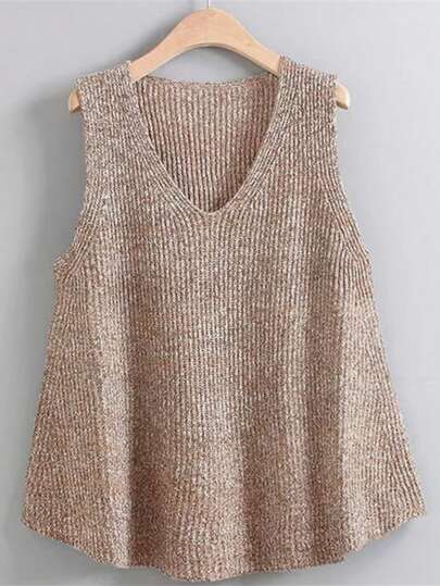 Plus Size Solid V-Neck Casual Versatile Sweater Vest