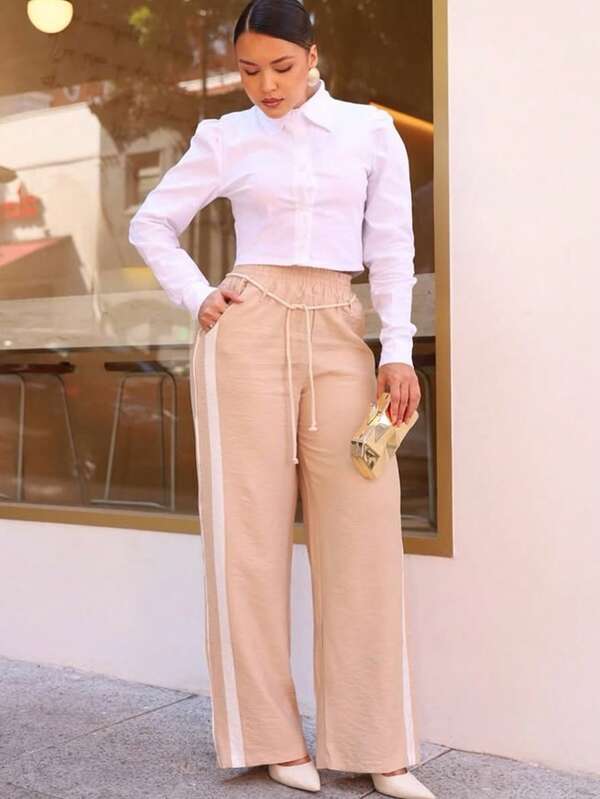 Calça Feminina Pantalona Marrante Listrada