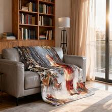 1pc Christmas Santa Claus, Snowman, Reindeer Gift Box Fleece Blanket, Super Soft Flannel Suitable For Bedroom, Living Room, Sofa And Office, Great For Travel And Gift, Christmas