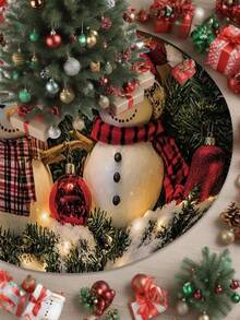 Dywan HKStorage 1 szt. z kryształowego aksamitu z bałwankiem i reniferem, dekoracja świąteczna, zmywalna mata podłogowa, odpowiednia do salonu/sypialni/akademika/na kemping, duży dywan do wewnątrz/na zewnątrz, prostokątny, antypoślizgowy, wykonany maszynowo, poliester