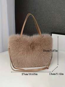 Geantă de umăr ușoară din blană artificială pentru femei, cu curea reglabilă, închidere magnetică, poșetă din pluș, lavabilă manual, cu mâner superior, pentru ieșiri zilnice, stil Honey Girl cu căptușeală din piele artificială, geantă tote pufoasă pentru femei, geantă de umăr pufoasă, poșetă casual din blană artificială, geantă elegantă de iarnă, geantă de mână la modă, cu textură moale și mânere îmblănite, pentru ieșiri zilnice, cumpărături, evenimente de iarnă și ocazii casual.