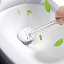 半套重型马桶刷带支架,壁挂式长柄马桶清洁刷(带支架),柔性马桶清洁刷,浴室清洁刷,深槽清洁刷头,防滑手柄,全面清洁,适用于浴室和卫生间,家居清洁用品 - 彩色 - 查看 4