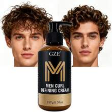 GZE Men Curl Defining Cream - Leave-In Hair Styling Cream Moisturizing With Argan Oil Coconut Oil And Shea Butter For Defined Bouncy Curls And Frizz-Free Curls Waves- Enhances Curl Definition And Hydrates Hair Frizz Control Lightweight Form For Men - màu đen - Xem 2