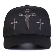 1Piece Men Jesus Cross Embroidered Five-Panel Baseball Cap Outdoor Adjustable Sunscreen Leisure Hat Spring Autumn Travel Tourism Beach Vacation - Nhiều màu - Xem 3