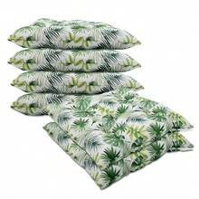 Juego 2 / 4 / 6 / 8 Unidades Cojín Silla Jardin Exterior, Asiento Cuadrado para Patio Terraza, Lavable a Máquina, Almohadilla Tejido Fuerte y Duradero, Oficina, Coche , 40x40x5 cm - Hoja Verde - Ver 8