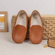 1 Pair Boys' Simple Fashion Flat Loafers - Brown - View 3
