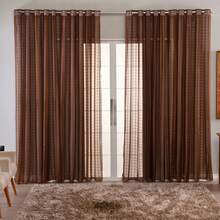 Curtain Living Room Voile Checkered Charm Decoration 4.00x2.80 - Rust Brown - View 5