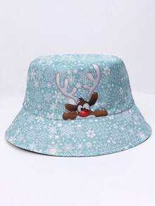 1 Stück Weihnachtsmann Partyhut aus Polyester, Muster und umkehrbar, warm, Herbst/Winter Weihnachtskostüm Zubehör, umkehrbarer Sonnenhut mit Weihnachtsmotiven