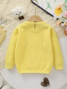 Infant Round Neck Long Sleeve Warm Knit Sweater - Yellow - View 7