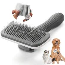1PCSPet Dog And Cat Brush, Pet Self-Cleaning Brush, Gentle Hair Removal Massage Comb, One-Click Hair Removal, Suitable For Short And Long Hair, Cat And Dog Care, Daily Use, Pet Supplies - Grey - View 1