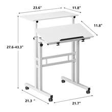 Rolling Standing Desk Height Adjustable, Mobile Stand Up Computer Desk, Sit-Stand Tiltable Top Desk Laptop Stand For Small Spaces - White - View 3