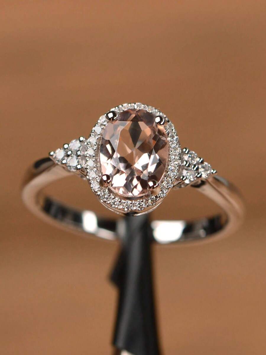 1pc Champagne Color Zirconia Ring, Fashionable Engagement Jewelry - Champagne - View 1