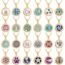 Aromatherapy Essential Oil Diffuser Necklace Tree Of Life Pattern Stainless Steel Locket Pendant Gift For Women And Girls - Gold - View 4