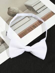1pc Men's Fashion Solid White Double-Layer Encryption Bow Tie, Suitable For Business, School Activities Casual Men Necktie