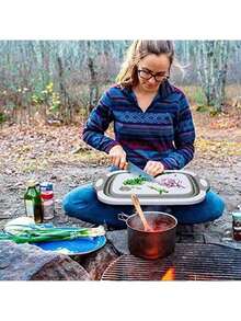 1pcs Collapsible Cutting Board - Foldable Multi-Function Dish Tub - Washing And Draining Veggies Fruits Sink Storage Basket(8.5 Quart) - New Kitchen And Camping Essentials - 白灰色 - 查看 9