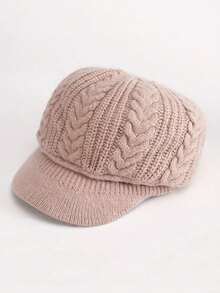 1pc Thickened Knitted Cable Pattern Beret Hat, Warm Winter Cap - Multicolor - View 11