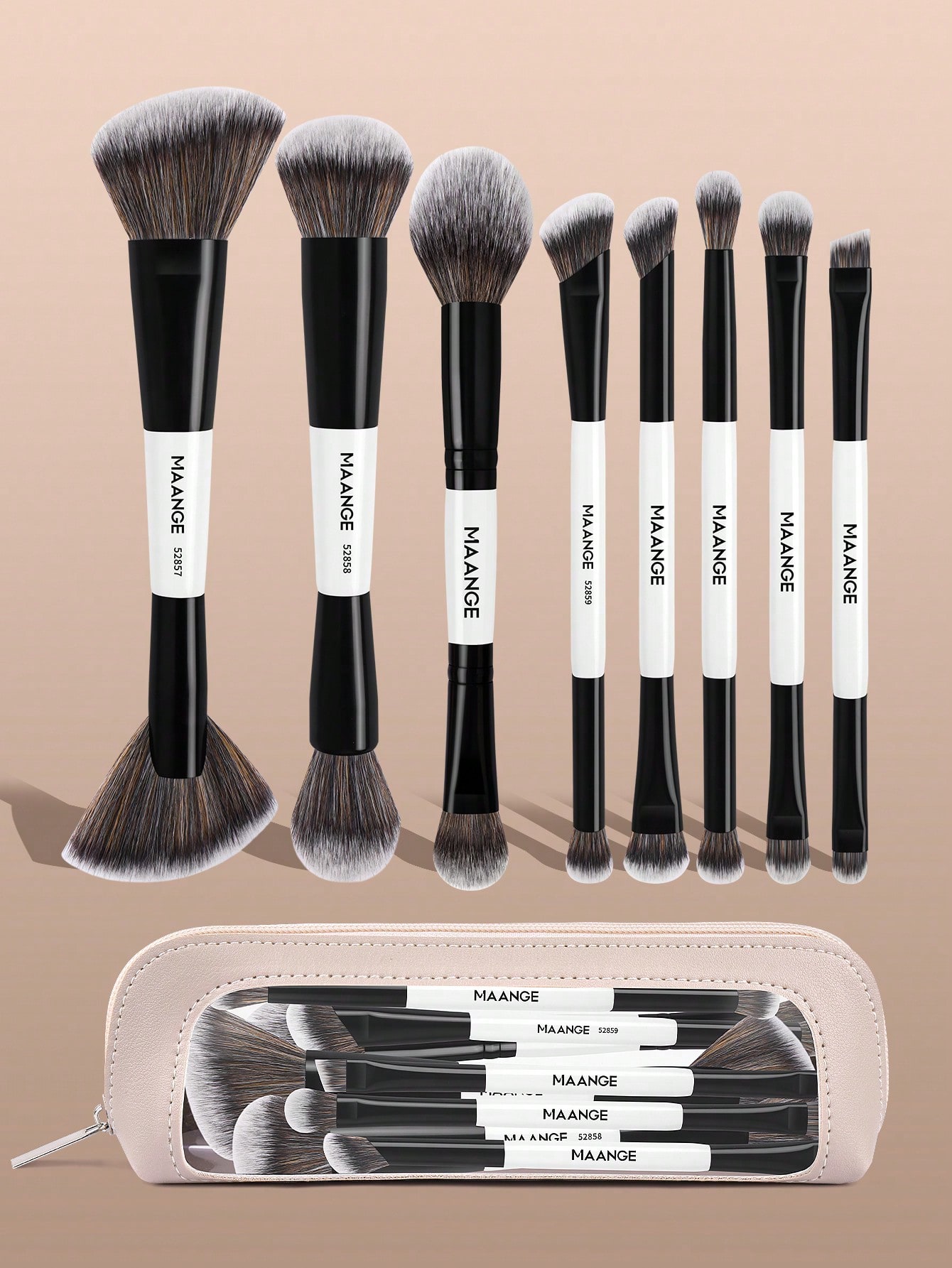 MAANGE مجموعة فرش مكياج مزدوجة الرأس من الشعر الطب...