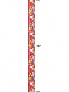 Saludos Americanos 175 pies cuadradosPapel de regalo reversible, para cumpleaños, letras de feliz cumpleaños y estrellas (1 rollo jumbo, 30 pulgadas x 70 pies) - Rosa y cheurón - Ver 12