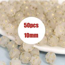 8mm 50pcs Frosted Round Beads With Star Pattern - Perfect For DIY Jewelry Making