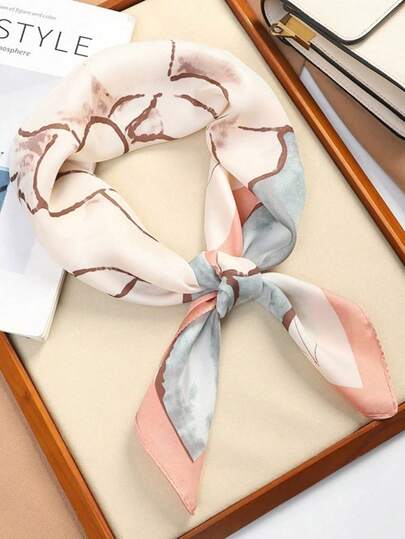 1pc 70cm X 70cm Fashion Versatile High-Quality Scarf, Elegant Neck Scarf Headscarf, Floral Print, Suitable For All Seasons, Pink