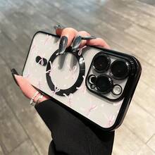 Funda magnética con lente integral y baño de oro, con diseño de lazo rosa. Compatible con carga inalámbrica magnética. Compatible con phone 16 Pro Max, 16, 15 Pro, 14, 14 Plus/14 Pro Max, 13, 13 Pro, 12 Pro, 11/11 Pro y la serie Pro. Es un excelente teléfono para amigos, cumpleaños y festividades. - Negro - Ver 10